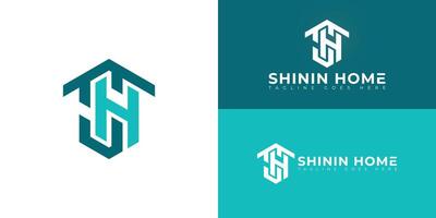 Abstract initial hexagon letters SH or HS logo in blue color isolated on multiple background colors. The logo is suitable for electricity construction logo design illustration inspiration vector