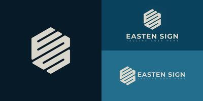 Abstract initial hexagon letters ES or SE logo in white color isolated on multiple background colors. The logo is suitable for architecture design service logo design illustration inspiration vector