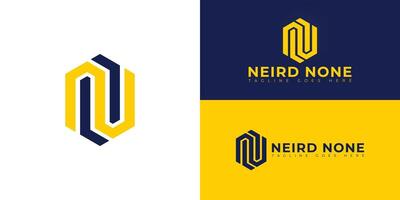 Abstract initial hexagon letters N or NN logo in yellow color isolated on multiple background colors. The logo is suitable for property and construction company logo design illustration vector