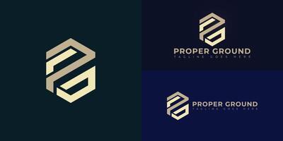 Abstract initial hexagon letters PG or GP logo in gold color isolated on multiple background colors. The logo is suitable for real estate company logo design illustration inspiration templates. vector