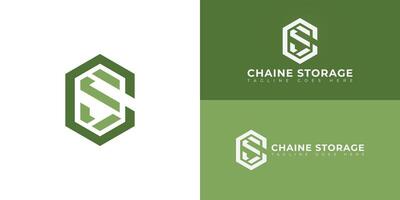 Abstract initial hexagon letters CS or SC logo in green color isolated on multiple background colors. The logo is suitable for storage company logo design illustration inspiration templates. vector
