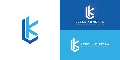 Abstract initial hexagon letters LK or KL logo in blue color isolated on multiple background colors. The logo is suitable for construction company logo design illustration inspiration templates. vector