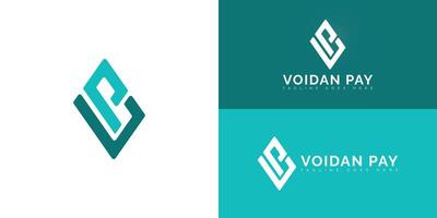 Abstract initial letters VP or PV logo in blue color isolated on multiple background colors. The logo is suitable for online payment logo design illustration inspiration templates. vector