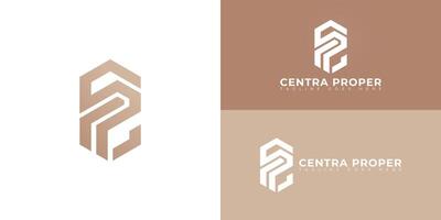 Abstract initial hexagon letters CP or PC logo in gold color isolated on multiple background colors. The logo is suitable for property management company logo design illustration inspiration vector