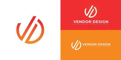 Abstract initial circle letter VD or DV logo in gradient orange color isolated on multiple background colors. The logo is suitable for brand creative agency logo design illustration inspiration vector