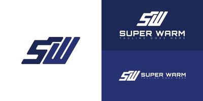 Abstract initial letters SW or WS logo in blue color isolated on multiple background colors. The logo is suitable for automotive brand product logo design illustration inspiration templates. vector