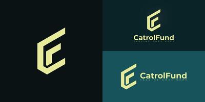 Abstract initial letters CF or FC logo in yellow color isolated on multiple background colors. The logo is suitable for accounting and financial logo design illustration inspiration templates. vector