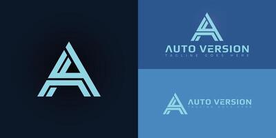 Abstract initial triangles letters AV or VA logo in blue color isolated on multiple background colors. The logo is suitable for internet and technology company logo design illustration vector