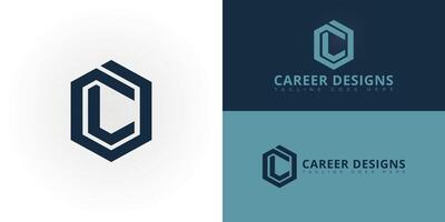 Abstract initial hexagon letters CD or DC logo in blue color isolated on multiple background colors. The logo is suitable for business and educational logo design illustration inspiration vector