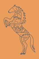 The desert of Arizona in Horse shape in mono line art vector