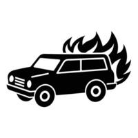 Adventure car with fire flame set collections white background vector