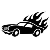 Adventure car with fire flame set collections white background vector