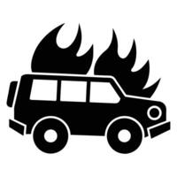 Adventure car with fire flame set collections white background vector