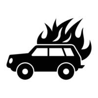 Adventure car with fire flame set collections white background vector