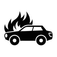 Adventure car with fire flame set collections white background vector