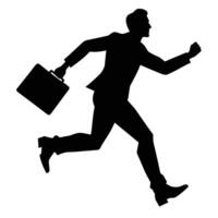 Running businessman man silhouette with briefcase vector