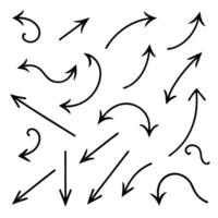 Hand drawn arrows collection set simple flat arrows isolated on white background arrow mark icons vector