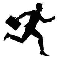 Running businessman man silhouette with briefcase vector