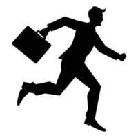 Running businessman man silhouette with briefcase vector