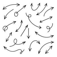 Hand drawn arrows collection set simple flat arrows isolated on white background arrow mark icons vector