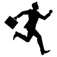Running businessman man silhouette with briefcase vector