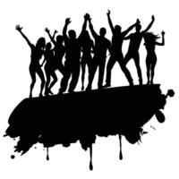 Grunge style silhouette of a group of party people vector
