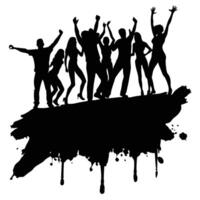 Grunge style silhouette of a group of party people vector