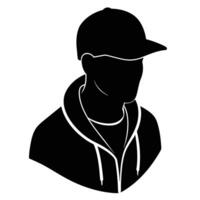 Hand drawn rapper silhouette illustration simple and minimal vector