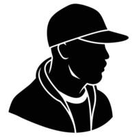 Hand drawn rapper silhouette illustration simple and minimal vector