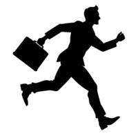 Running businessman man silhouette with briefcase vector