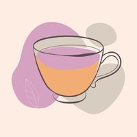 Tea cup simple and minimal sketch illustration vector