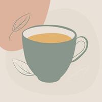 Tea cup simple and minimal sketch illustration vector