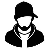 Hand drawn rapper silhouette illustration simple and minimal vector