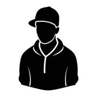 Hand drawn rapper silhouette illustration simple and minimal vector