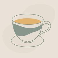 Tea cup simple and minimal sketch illustration vector
