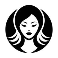Cosmetics shop logo sketch art illustration with woman face vector