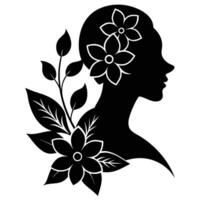Floral design black silhouette sketch illustration vector