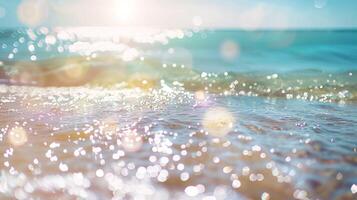 The water is calm and the sun is shining on it photo