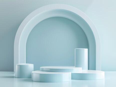 The blue archway is a part of a set of blue pillars photo