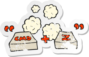 retro distressed sticker of a cartoon command Z function drawing png