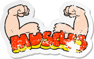retro distressed sticker of a cartoon muscles symbol drawing png