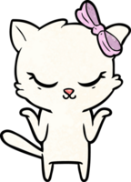 cute cartoon cat with bow drawing png