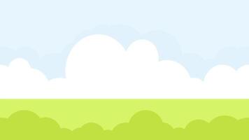 Seamless border of green field with white clouds vector