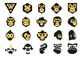 Monkey Face Logo Element Set vector