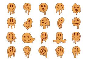 Melting Groovy Emoticon Element Set vector