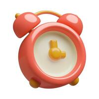3d red alarm clock icon time concept cute minimal plastic object vector