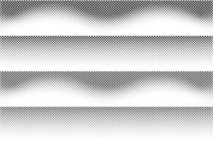Star halftone pattern set on horizontal white background, star dot texture vector