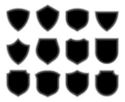 Halftone shield icon set, dot pattern variation of protection defense symbol, dot shadow guard sign vector