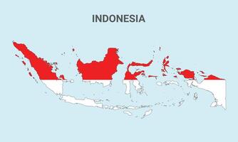 Indonesia simple map with red and white color vector