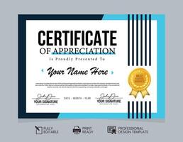 Certificate of Appreciation Design Template. Certificate of Achievement Design Template vector